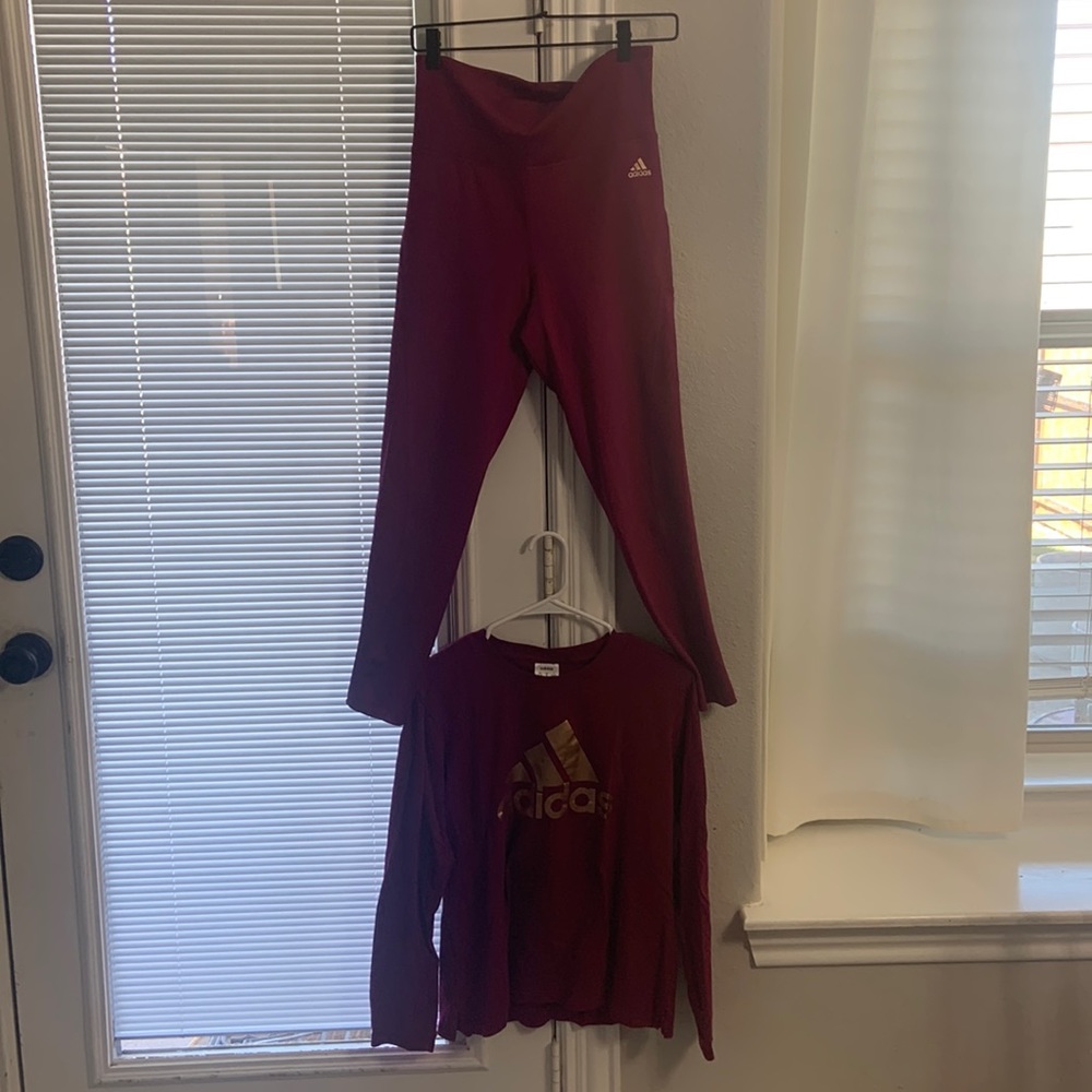 adidas Maroon Long Sleeve Tee